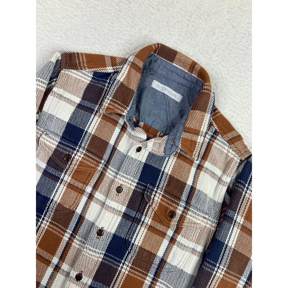 Outerknown Blanket Shirt Men's Small Beige Plaid Flannel Button Up LS Casual